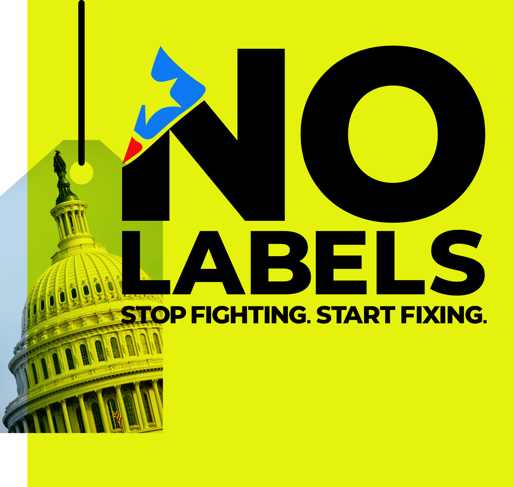 No Labels logo next to an image of the US capital dome.